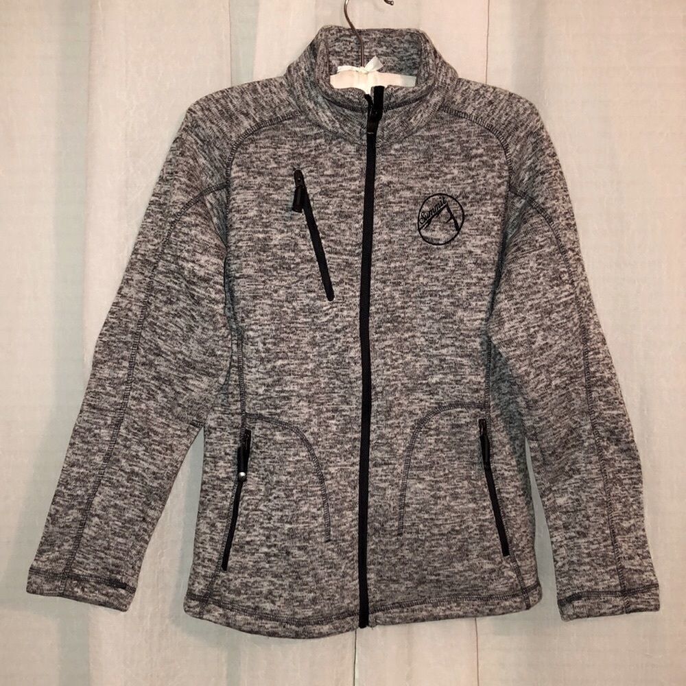 NorthEndSPORT S Ladies Heather Brown White Knit Full Zip Sweatshirt Summit Logo